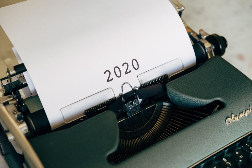 Year 2020 on typewriter